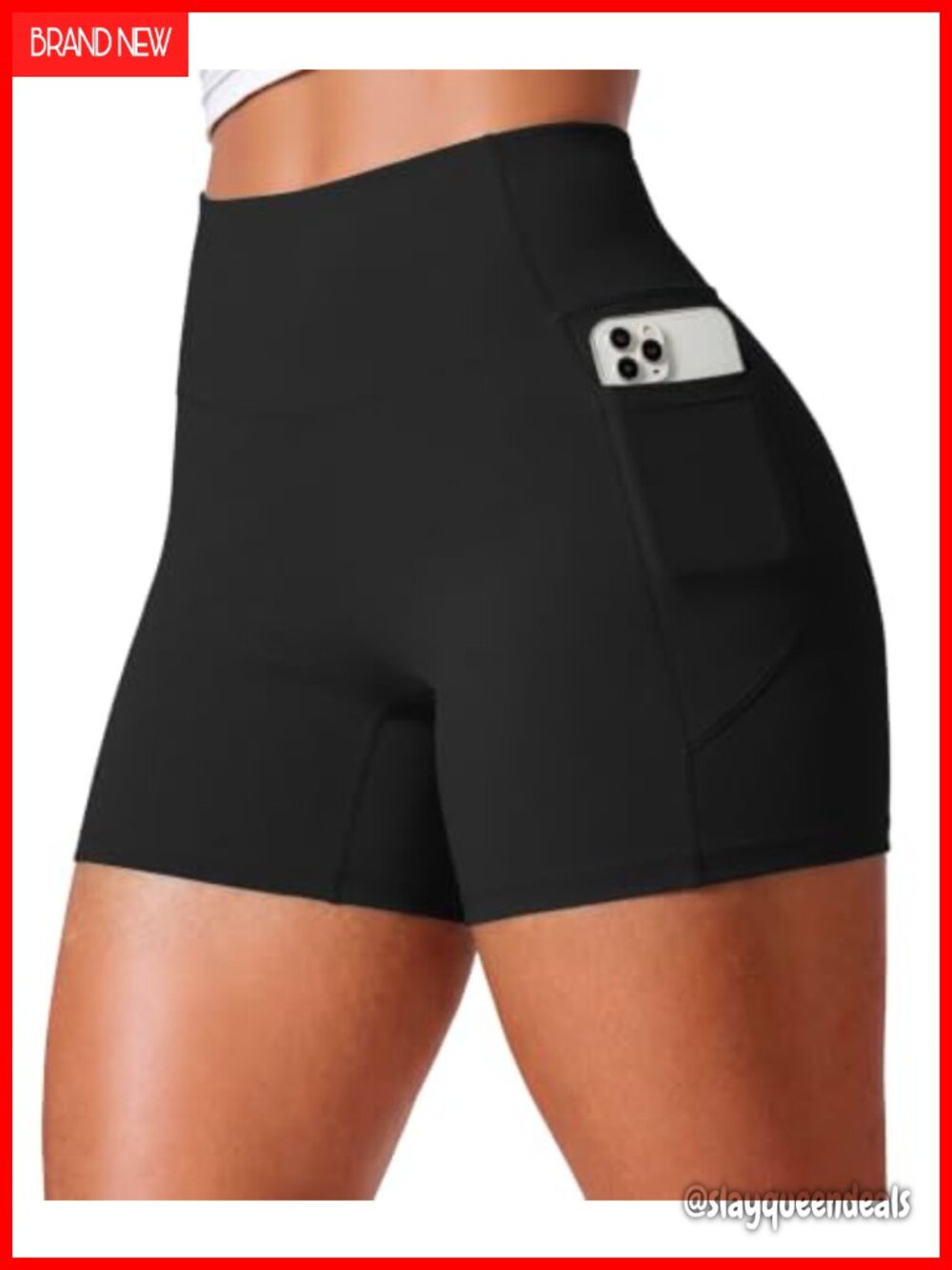 No Front Seam Biker Shorts with Pockets 4.5 Inch High Rise Tummy Control